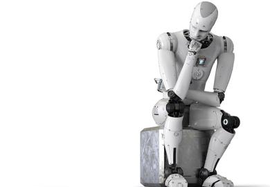 Robot in thinker pose