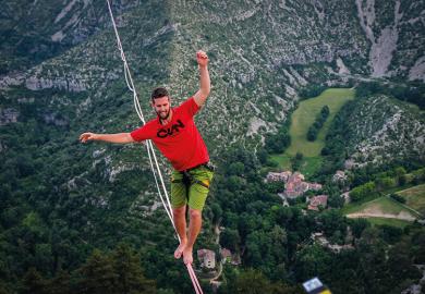 Man on tightrope