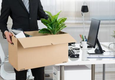 Sacked employee puts items in box