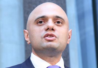 Sajid Javid speaking at podium