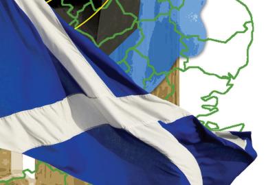 The European stars superimposed on the Scottish saltire