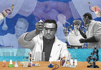 An illustration of scientists in the lab by Miles Cole (9 August 2018)