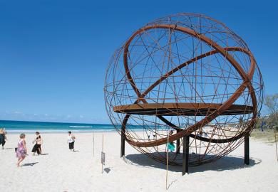 Abstract sculpture on beach