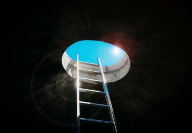 A ladder through a skylight, symbolising advantage