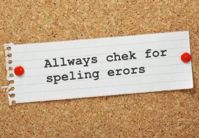 Spelling mistake/typo pinned to corkboard