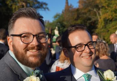Steven Vaughan and Digby York on their wedding day