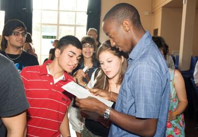 Students checking exam results