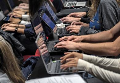 students use laptops