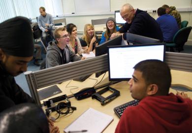 Students working at computers