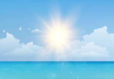 Sun shining on sea (illustration)