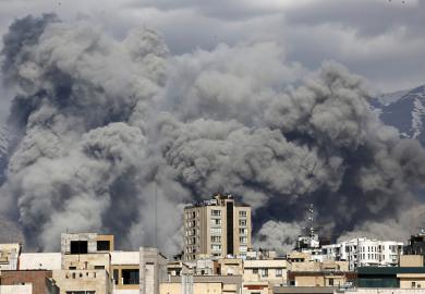 Smoke rises in Tehran after it was hit by US and Israeli missiles on March 1