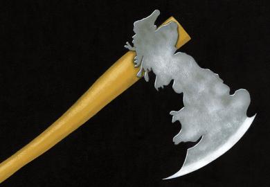 Illustration of map of UK as an axe
