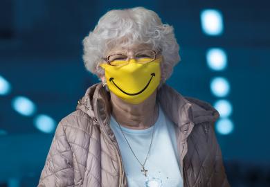 Elderly woman wearing mask