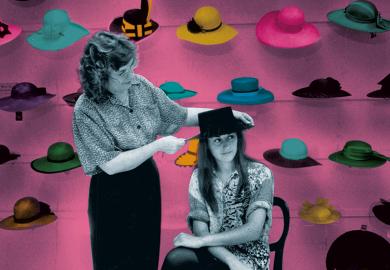 Woman trying on a hat