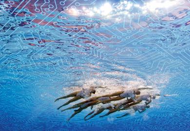 Synchronised swimmers and digital connections composite
