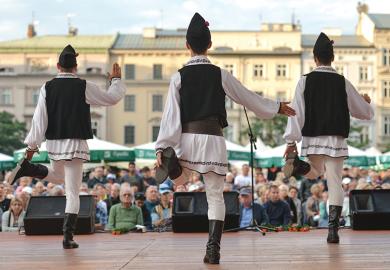 LJUD group from Slovenia performs “Invasion” on a street in Sibiu, Romania, 2013