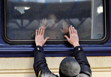Goodbye at Kyiv central train station