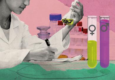 Illustration of scientist and test tubes
