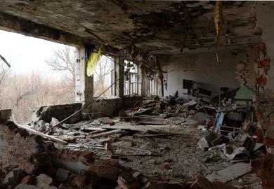 A bombed school in Ukraine