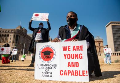 Unemployed graduates march to demand jobs opportunities in 2020 in Pretoria, South Africa