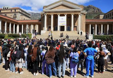 Students protest over fee debts and accommodation at the University of Cape Town, South Africa, in February 2025