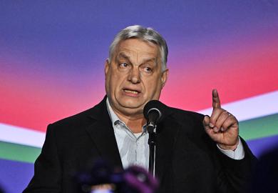 Hungarian prime minister Viktor Orbán addresses his supporters at Szentendre town on 20 March 2026 as he continued his national campaign tour ahead of the April parliamentary election.