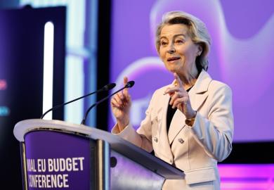 Ursula von der Leyen speaking at the Annual European Union Budget Conference in Brussels on May 20, where she confirmed that FP10 will be a standalone programme