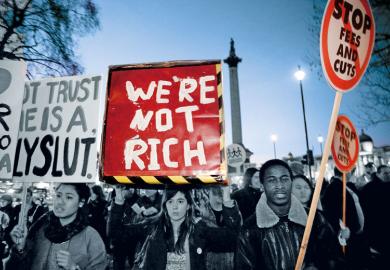 Students marching in London against the proposed scapping of Education Maintenance Allowance to illustrate Don’t be deceived: university access is   about the money