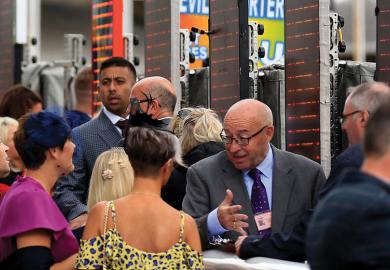Bookmakers at work ahead of racing at Doncaster Racecourse to illustrate the race is on