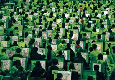 More than 3,000 students draw together during a mock college entrance exam for art to illustrate Too many arts graduates? That is the wrong question