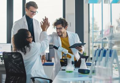 Scientists discovers new drug compound and celebrate it with high five to illustrate Brought low by the academic roller coaster? Celebrate everything!