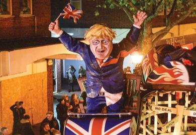 Model of Boris Johnson paraded through the streets during traditional Bonfire Night celebrations as a metaphor for In his explosive evidence to a parliamentary committee