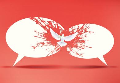 Montage bird flying between speech bubbles to illustrate There is a way out of the cancel culture – but I don’t think it’s free speech