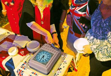 Cutting a cake in the form of Big Ben to illustrate London’s tight grip on English higher education policy must be broken