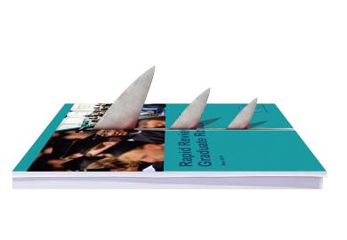 Three knife blades cutting through a book to illustrate MAC, not the knife