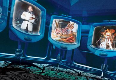 Three screen monitors with James Bond, Cake baking and Freddie Mercury singing.
