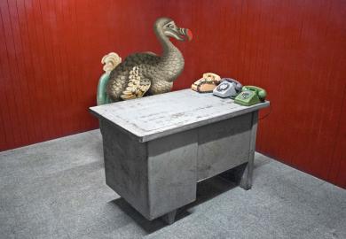 Dodo at a desk looking at telephones to illustrate Academics’ office hours are over