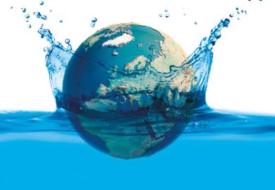 Globe splashing water as a metaphor for Scholars from the Global South must be helped to make a splash