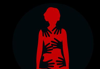 Illustration of a silhouette body covered with hands to illustrate Publishing my story of sexual misconduct has been liberating