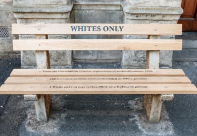 Whites only - reconstructed apartheid bench in Cape Town