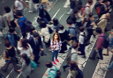Woman in crowd