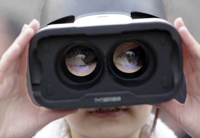 Woman with VR goggles