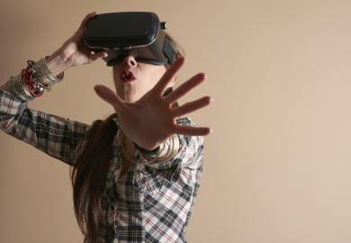 Woman using virtual reality headset