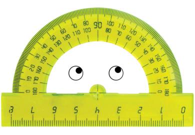 Yellow ruler with eyes looking up