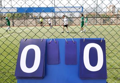 Scoreboard showing zero