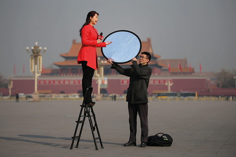 A reporter at work in China