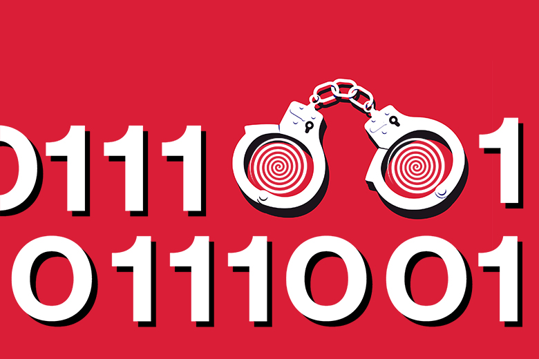 Handcuffs and binary code. To illustrate punishment for academics using hallucinated AI references. Handcuffs and binary code. To illustrate punishment for academics using hallucinated AI references.