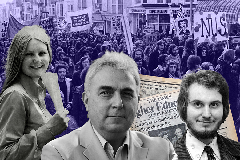 Montage of Ngaio Crequer (left), Robin McKie (centre) and David Hencke (right), with a student march and pages from The THES. Montage of Ngaio Crequer (left), Robin McKie (centre) and David Hencke (right), with a student march and pages from The THES.