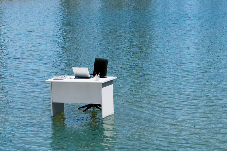 Desk in water