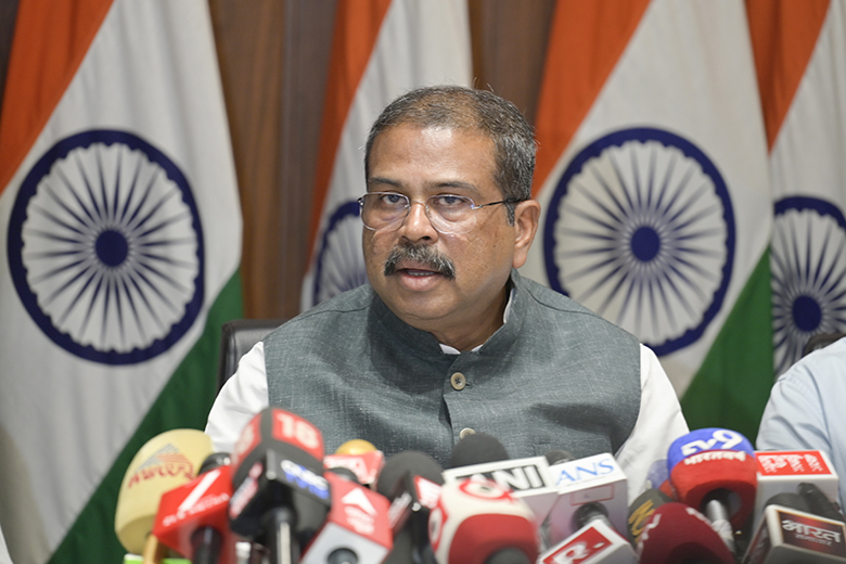 Union Minister of Education Dharmendra Pradhan addresses a press conference at his residence following a week of national outrage over the NEET-UG 2026 paper leak on 15 May, 2026 in New Delhi, India. Union Minister of Education Dharmendra Pradhan addresses a press conference at his residence following a week of national outrage over the NEET-UG 2026 paper leak on 15 May, 2026 in New Delhi, India.